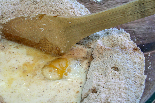 make a well in the center of dry ingredients