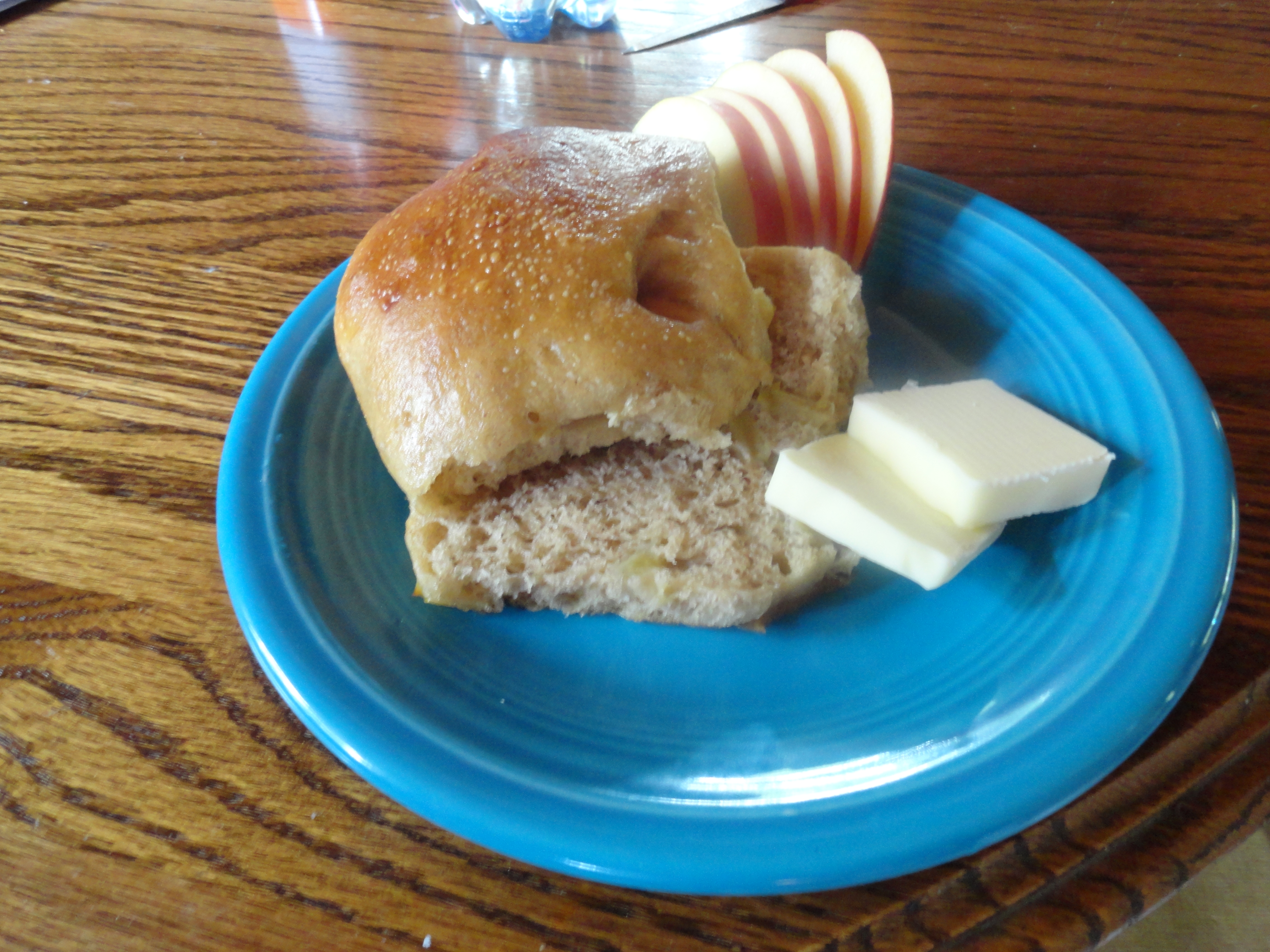 Roasted buckwheat apple dinner rolls