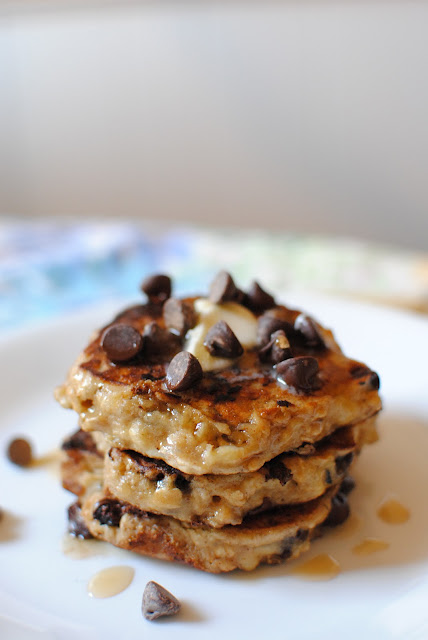 Whole Grain Oatmeal Chocolate Chip Pancakes