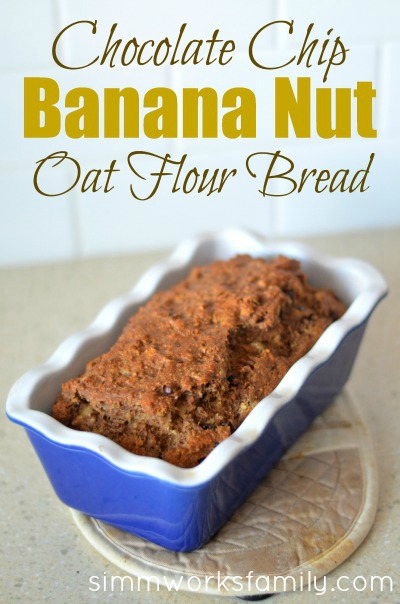 Chocolate Chip Banana Nut Oat Flour Bread