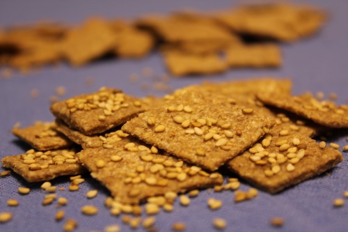 Whole Grain Crackers with Cardamom & Sesame Seeds