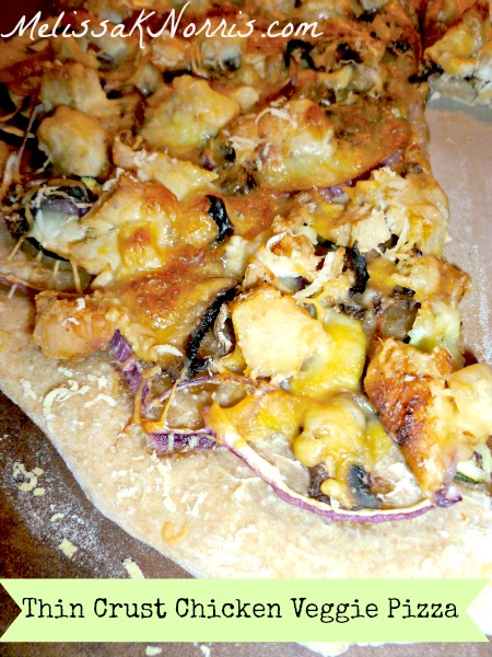 Thin Crust Chicken Veggie Pizza