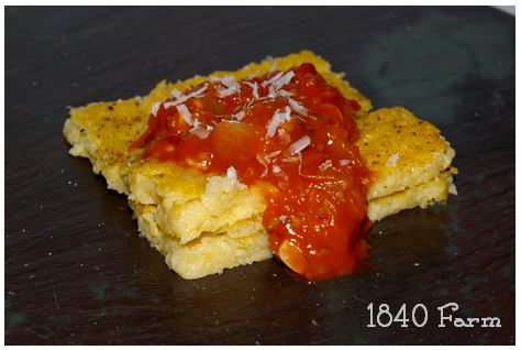 Oven Baked Polenta with Heirloom Tomato Sauce