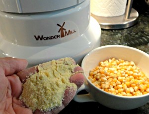 Grinding popcorn into cornmeal is quick and easy.