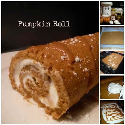 Pumpkin Roll With Cream Cheese Caramel Swirl Filling | Grain Mill Wagon