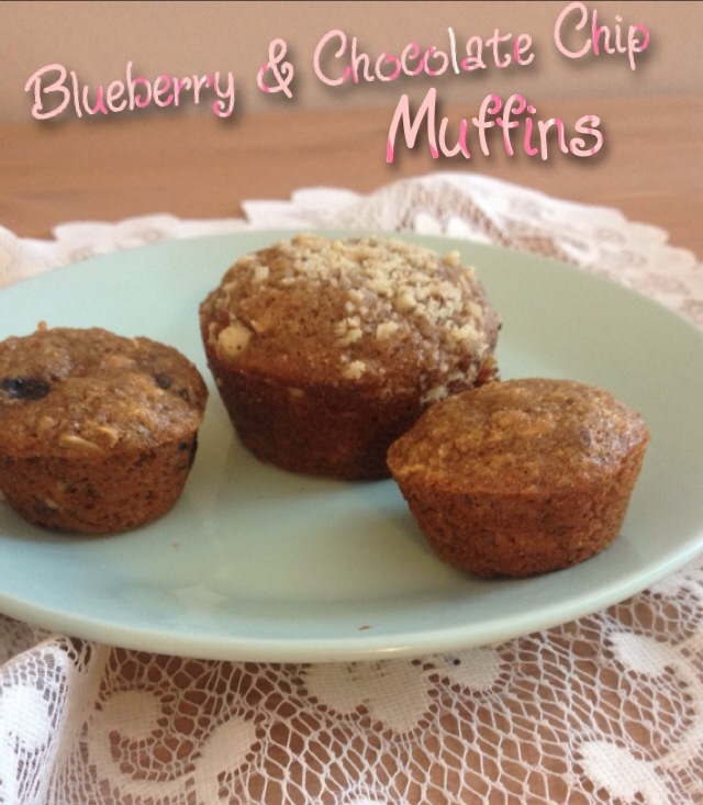 Whole Wheat Blueberry Chocolate Chip Muffins