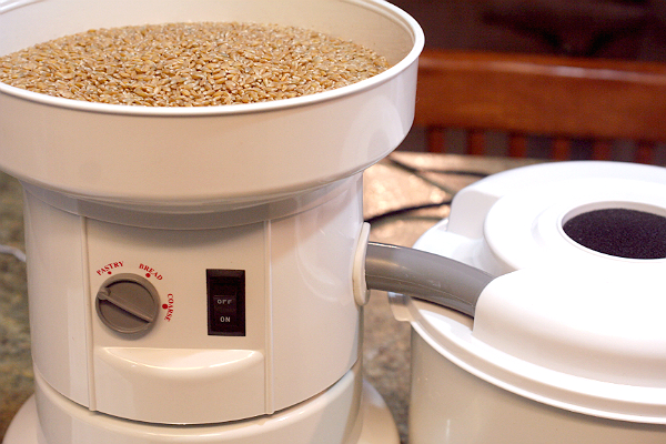 Grinding wheat in my Wondermill Grain Mill